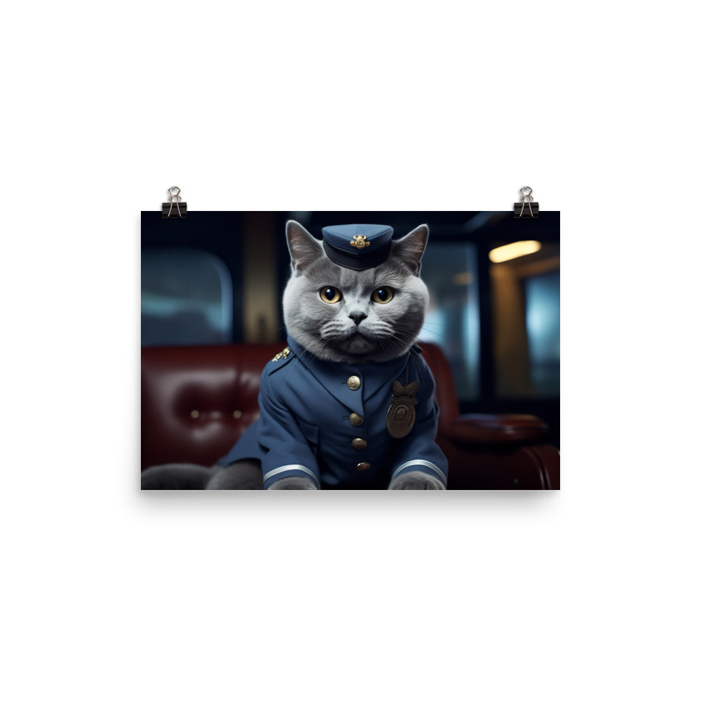 British Shorthair Cabin Crew Photo paper poster - PosterfyAI.com