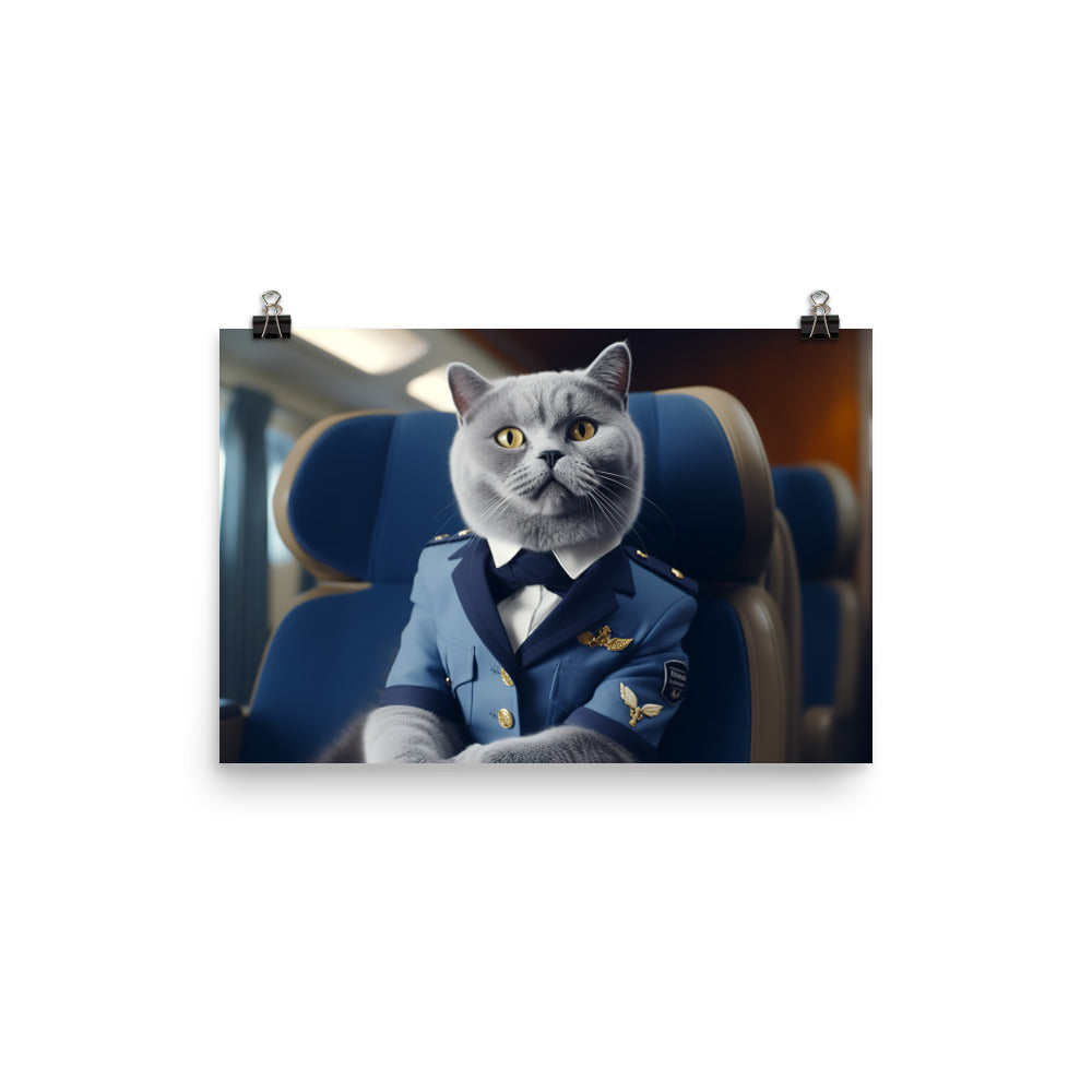 British Shorthair Cabin Crew Photo paper poster - PosterfyAI.com