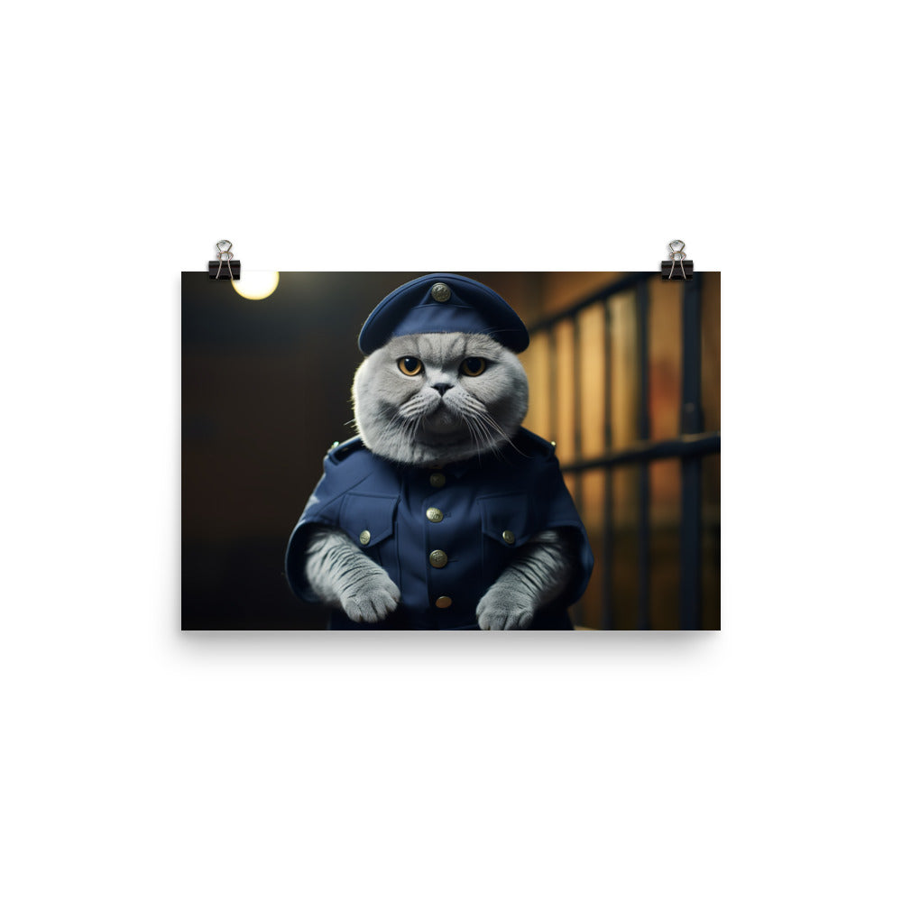 Scottish Fold Prison Officer Photo paper poster - PosterfyAI.com