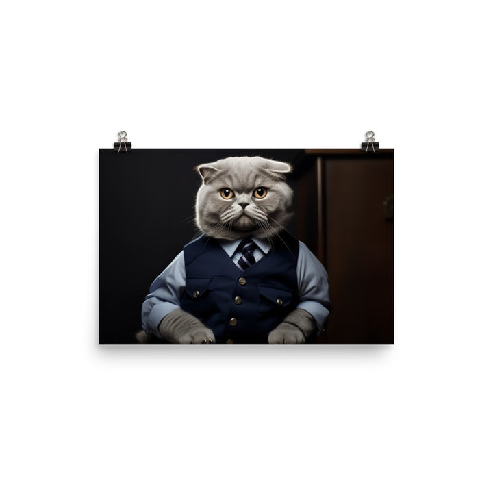 Scottish Fold Prison Officer Photo paper poster - PosterfyAI.com