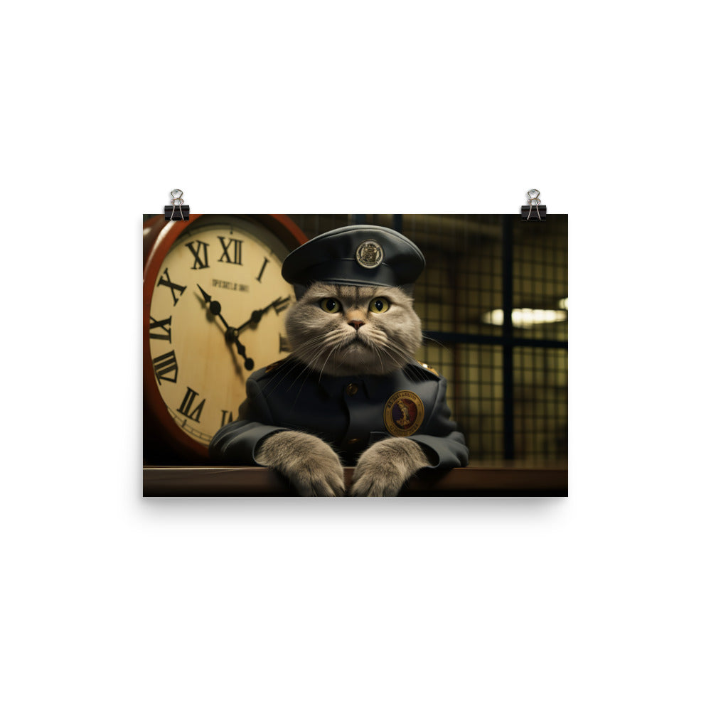 Scottish Fold Prison Officer Photo paper poster - PosterfyAI.com