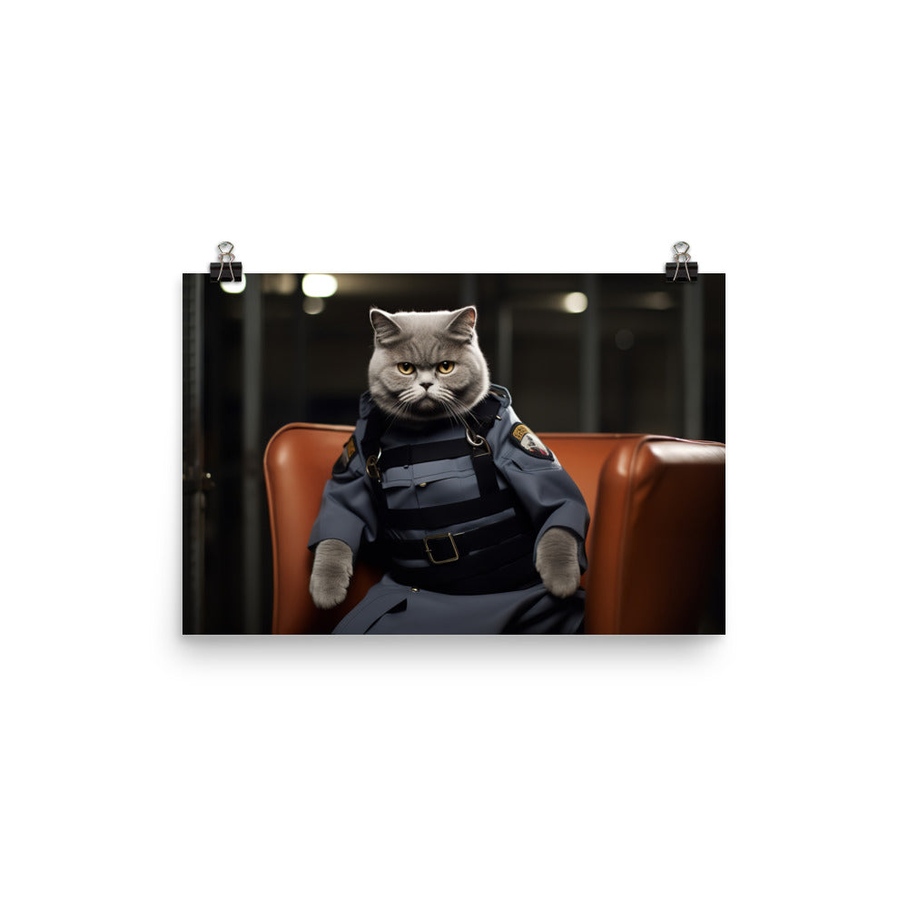 Scottish Fold Prison Officer Photo paper poster - PosterfyAI.com