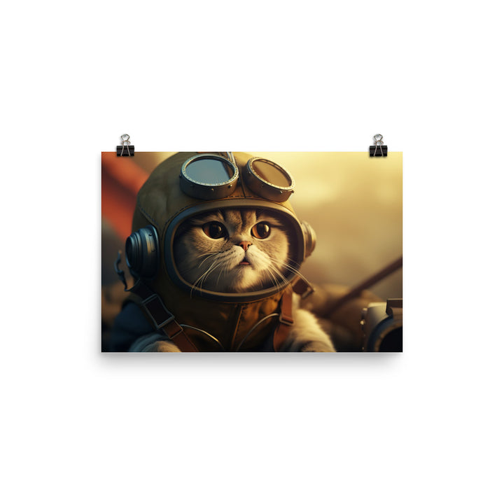 Scottish Fold Pilot Photo paper poster - PosterfyAI.com