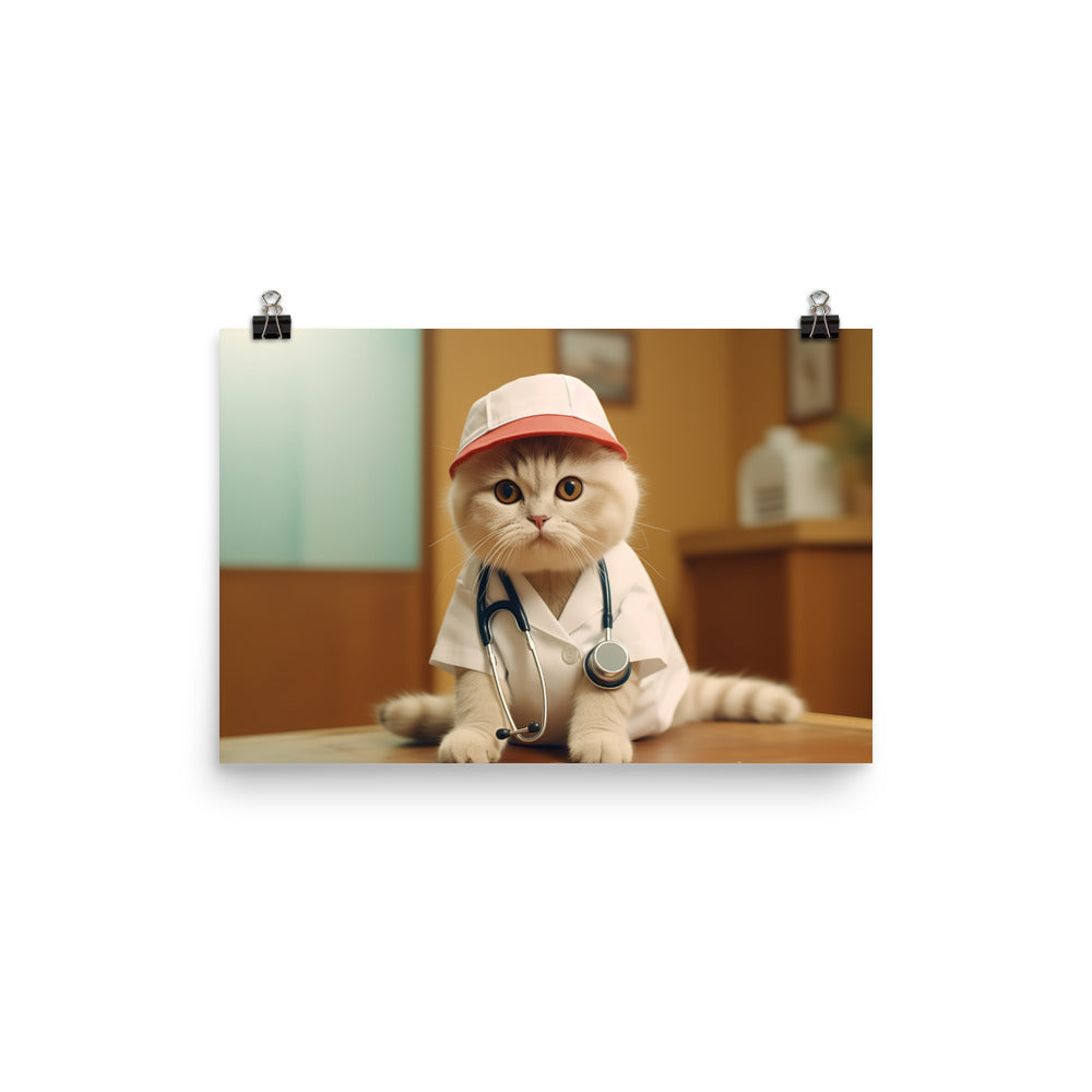 Scottish Fold Nurse Photo paper poster - PosterfyAI.com