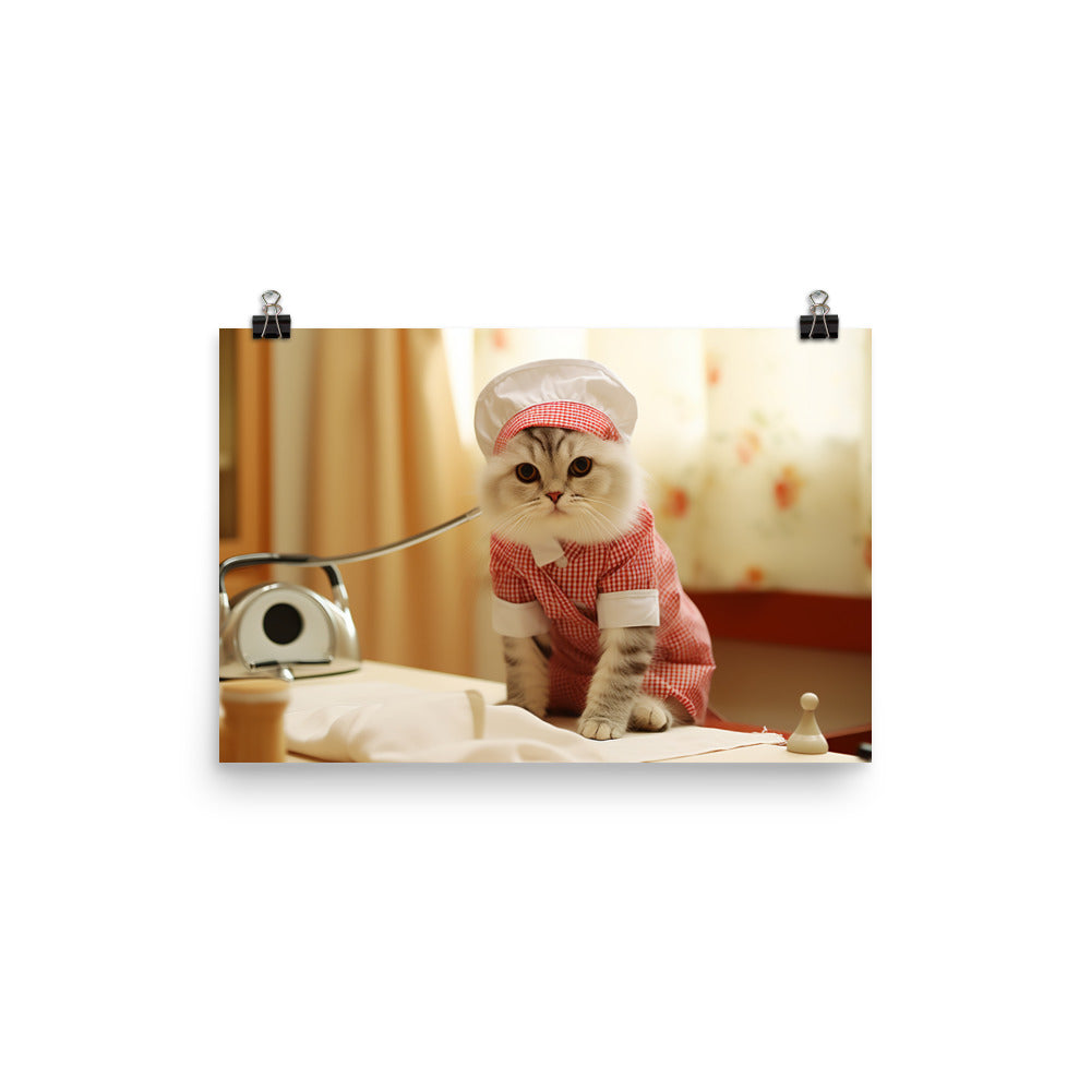 Scottish Fold Nurse Photo paper poster - PosterfyAI.com