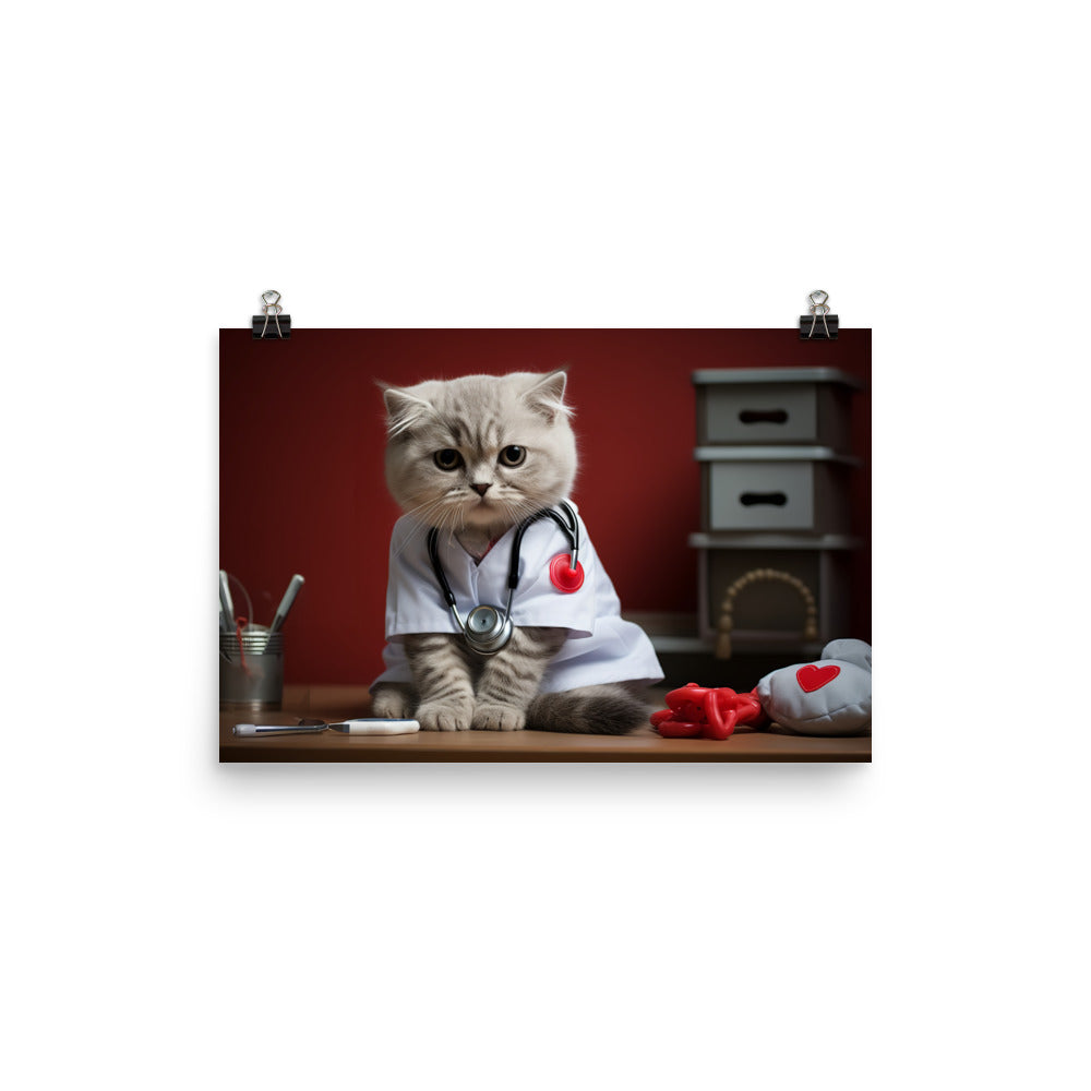 Scottish Fold Nurse Photo paper poster - PosterfyAI.com