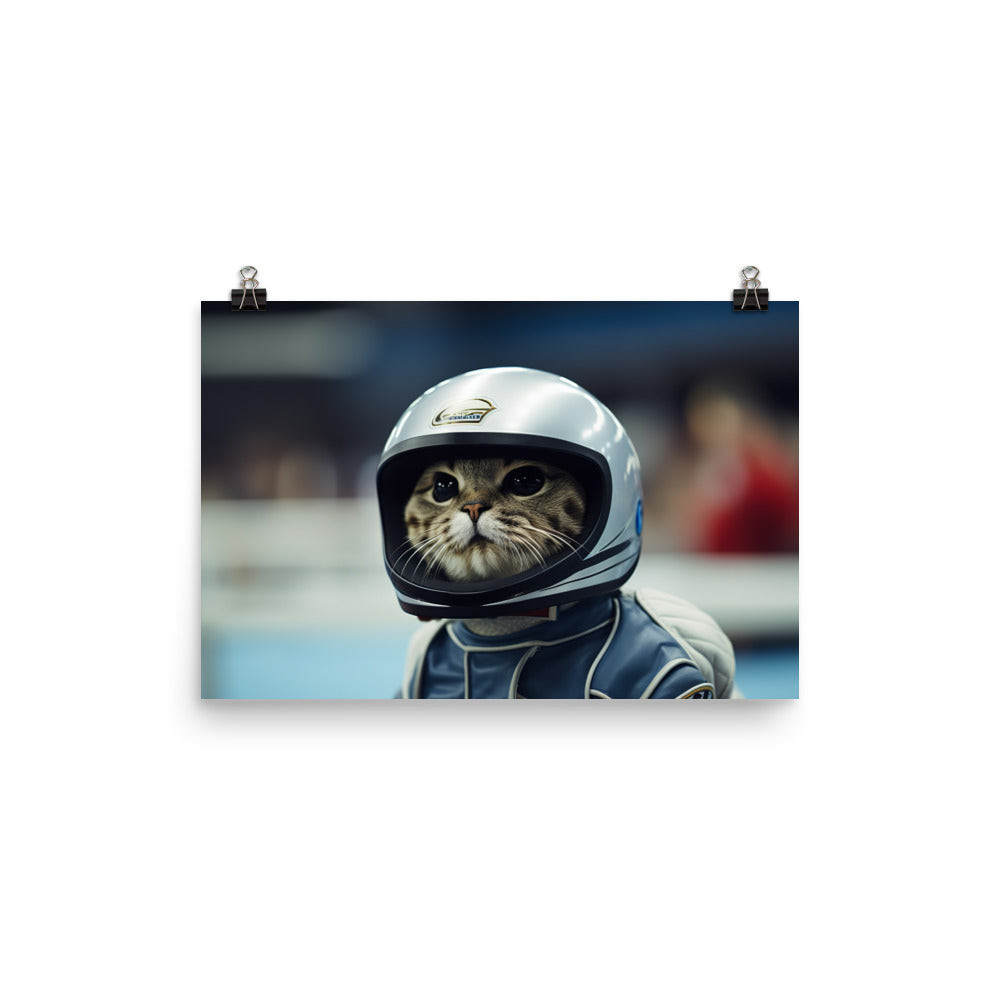 Scottish Fold Motorsport Athlete Photo paper poster - PosterfyAI.com