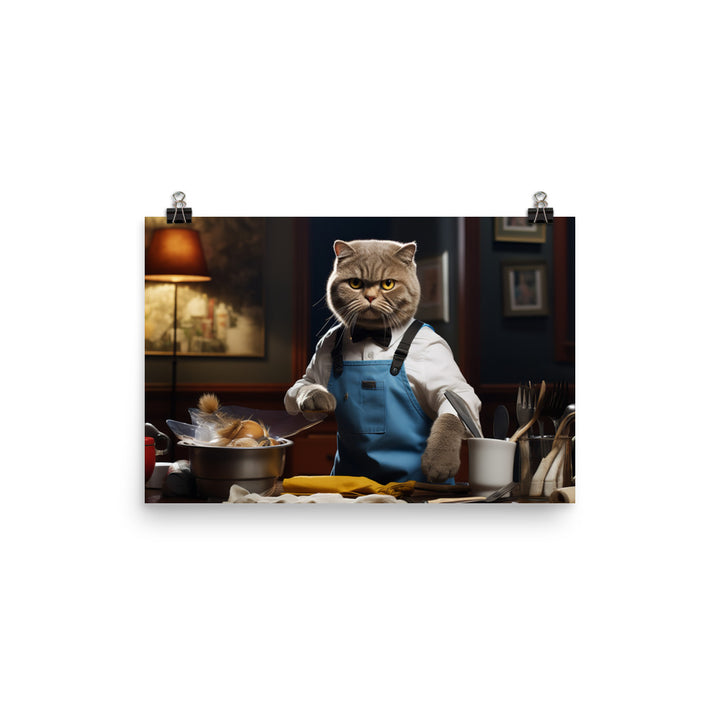 Scottish Fold Janitor Photo paper poster - PosterfyAI.com