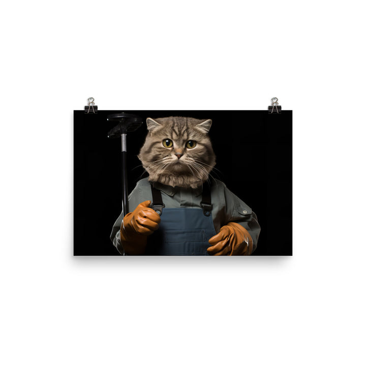 Scottish Fold Janitor Photo paper poster - PosterfyAI.com