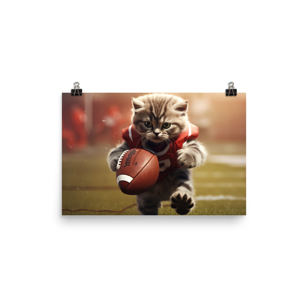 Scottish Fold Football Player Photo paper poster - PosterfyAI.com