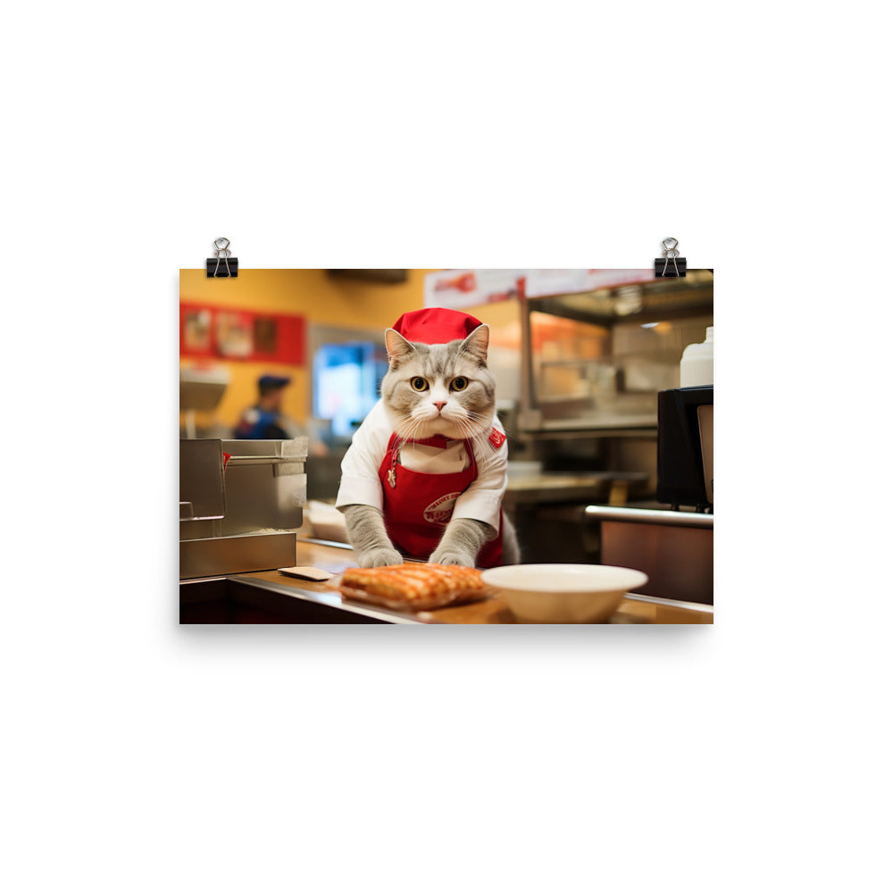 Scottish Fold Fast Food Crew Photo paper poster - PosterfyAI.com