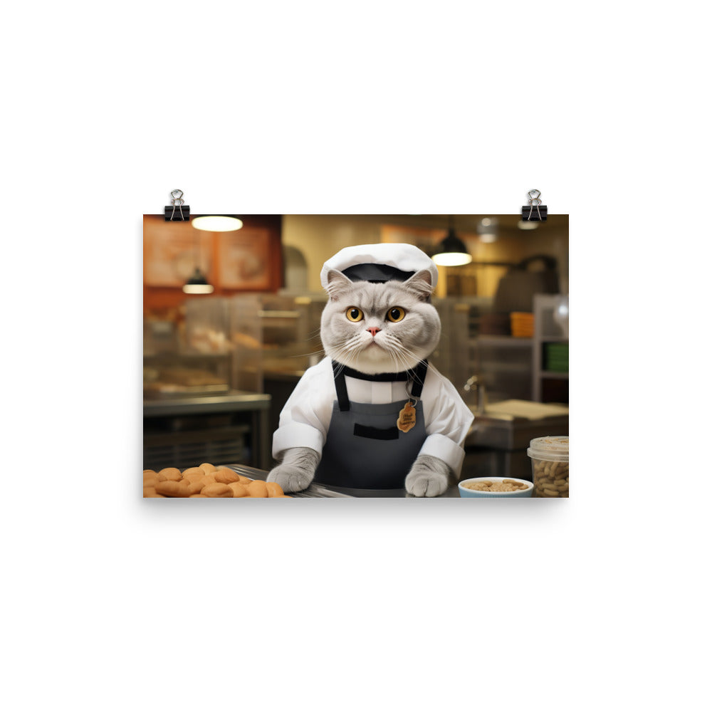 Scottish Fold Fast Food Crew Photo paper poster - PosterfyAI.com