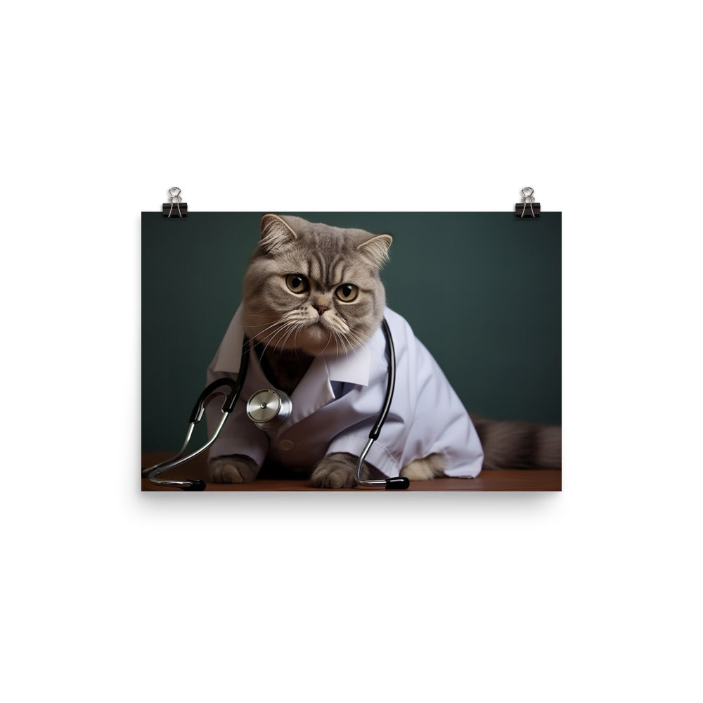 Scottish Fold Doctor Photo paper poster - PosterfyAI.com