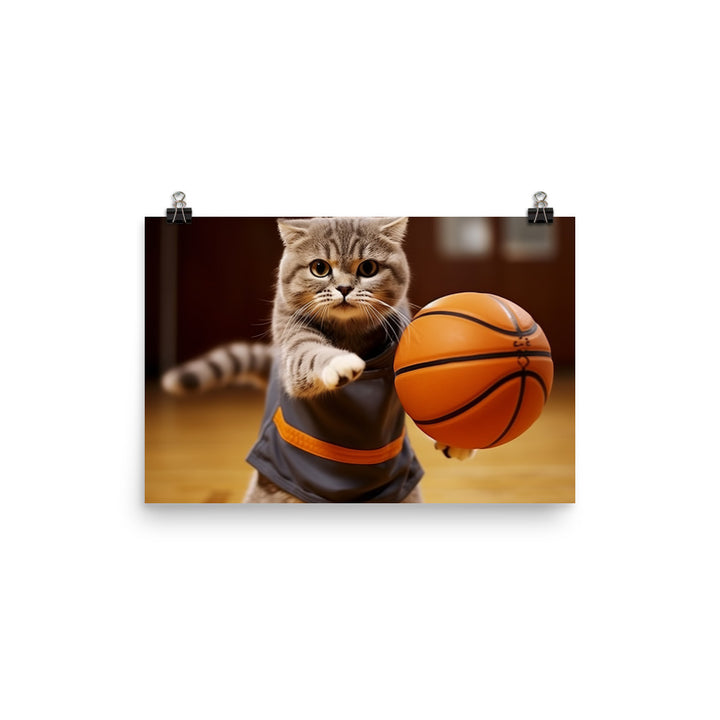 Scottish Fold Basketball Player Photo paper poster - PosterfyAI.com