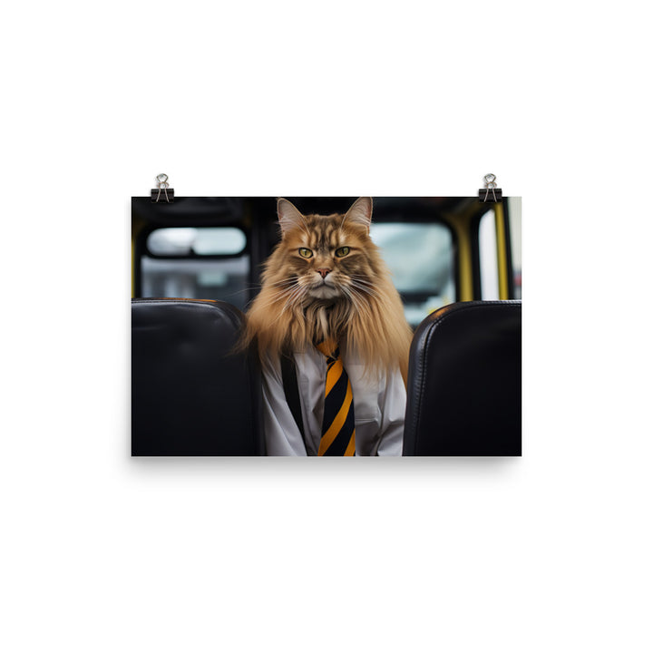 Maine Coon Transit Operator Photo paper poster - PosterfyAI.com