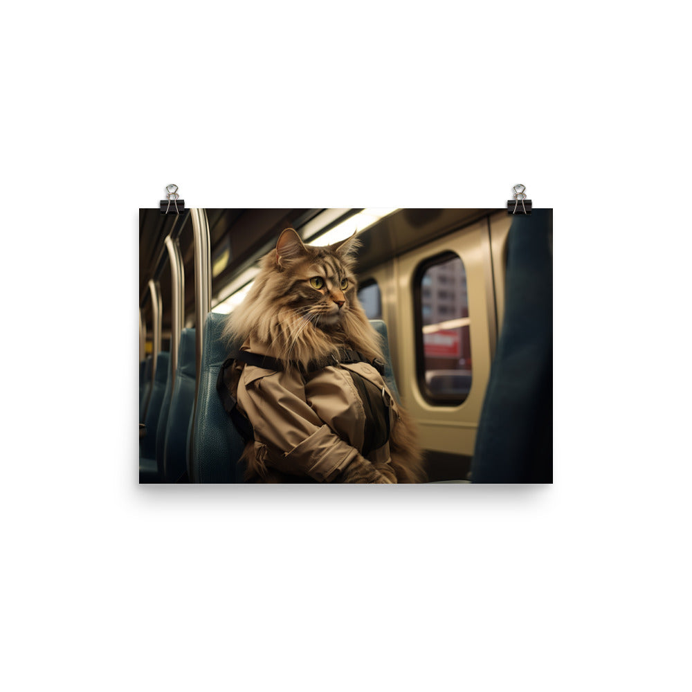 Maine Coon Transit Operator Photo paper poster - PosterfyAI.com