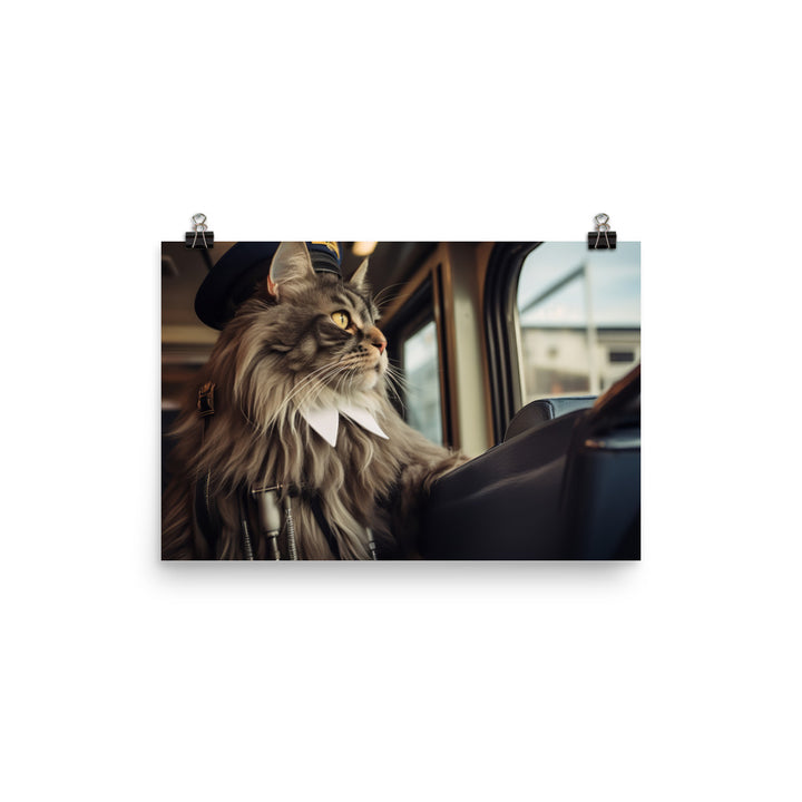 Maine Coon Transit Operator Photo paper poster - PosterfyAI.com