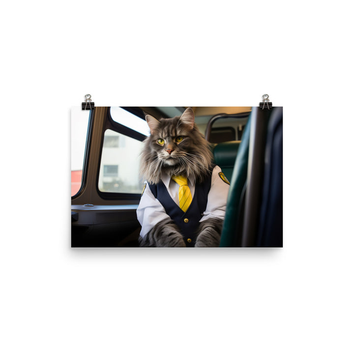 Maine Coon Transit Operator Photo paper poster - PosterfyAI.com