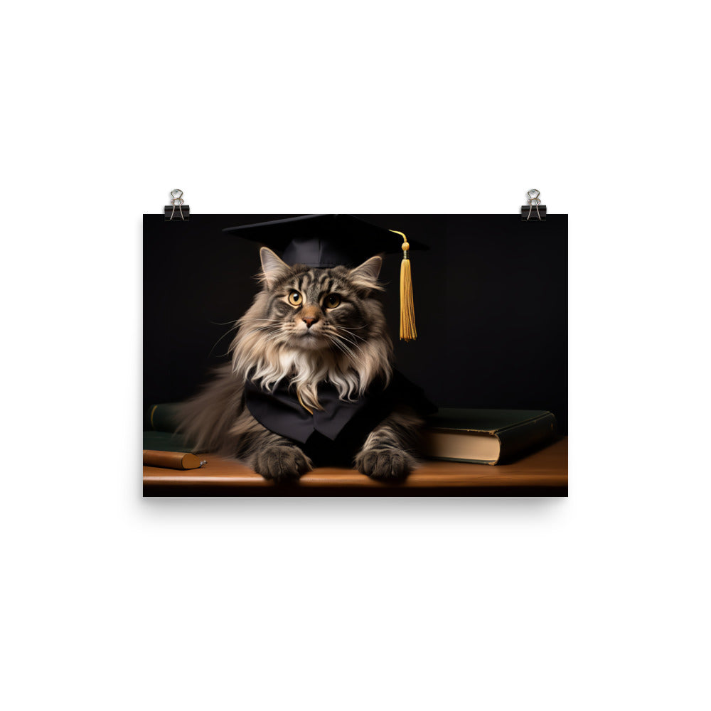 Maine Coon Student Photo paper poster - PosterfyAI.com