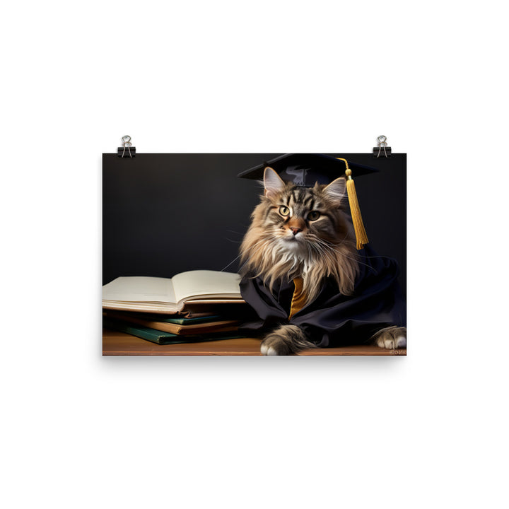 Maine Coon Student Photo paper poster - PosterfyAI.com