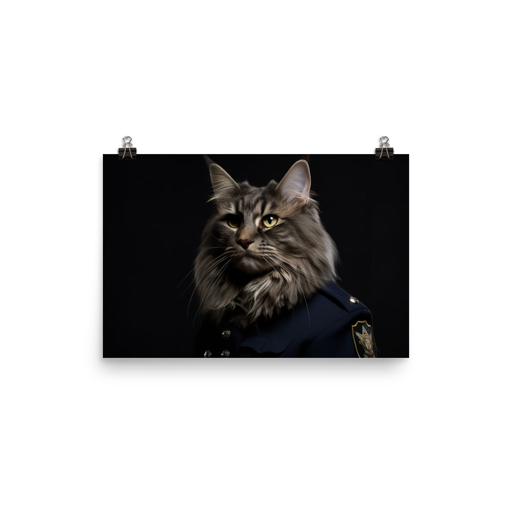 Maine Coon Security Officer Photo paper poster - PosterfyAI.com