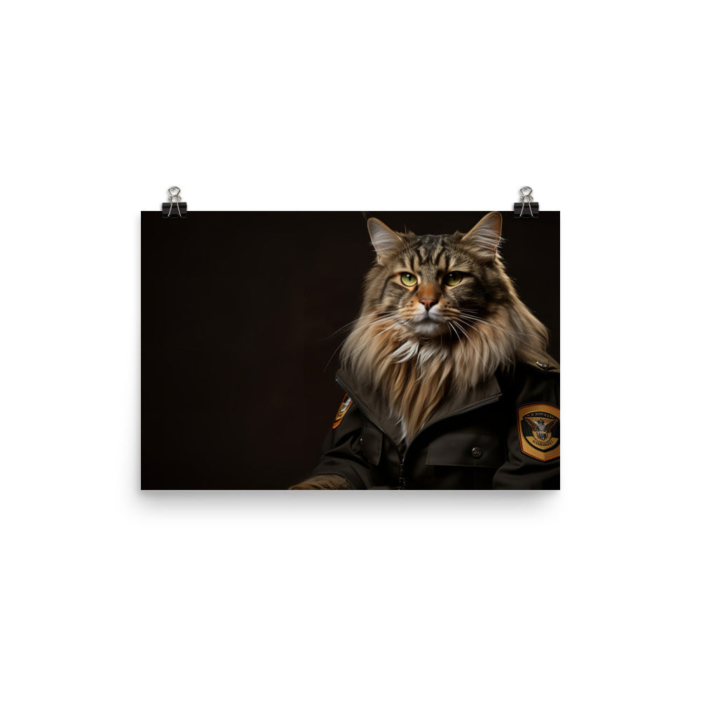 Maine Coon Security Officer Photo paper poster - PosterfyAI.com