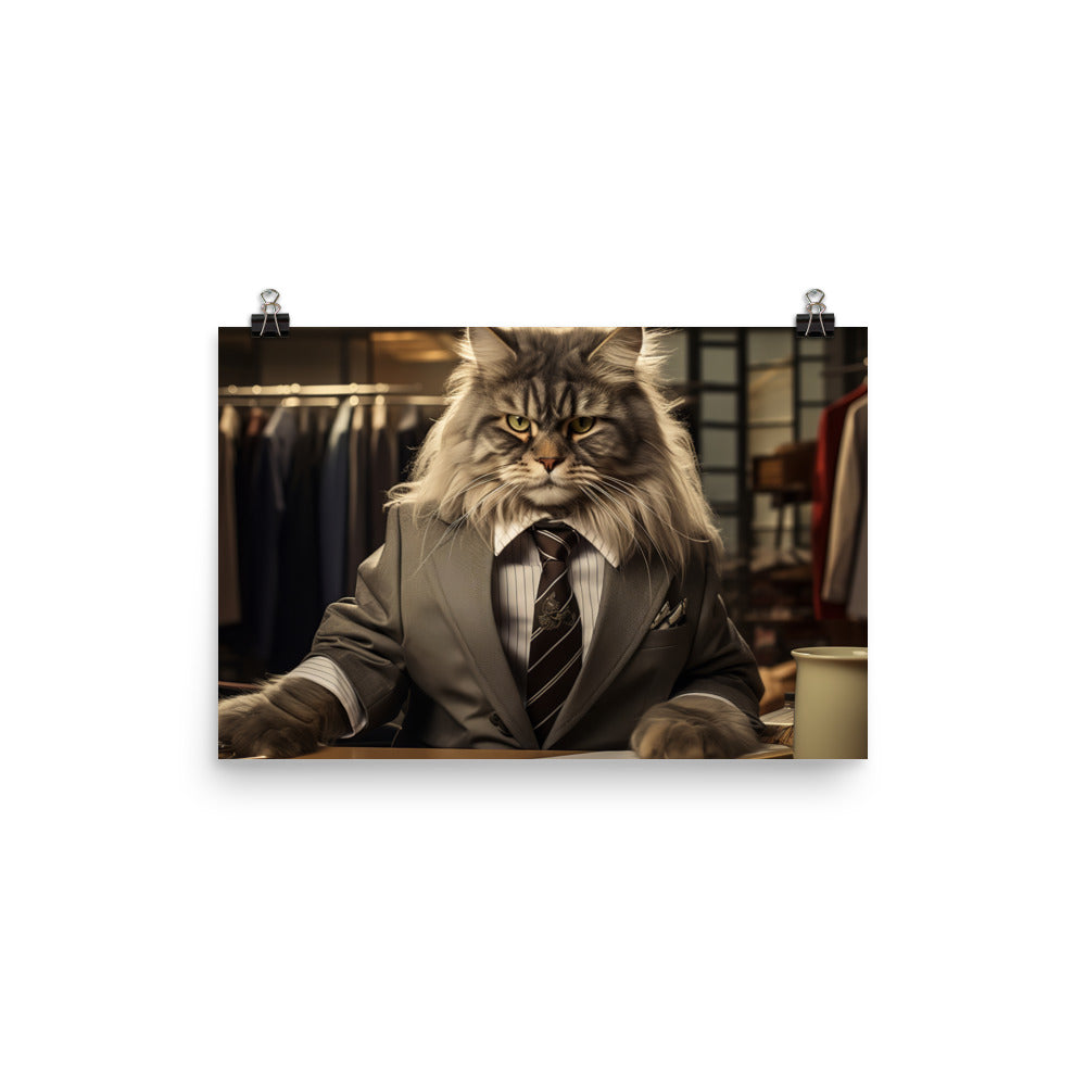 Maine Coon Sales Consultant Photo paper poster - PosterfyAI.com