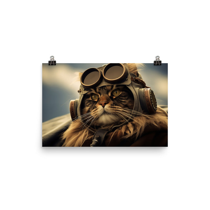 Maine Coon Pilot Photo paper poster - PosterfyAI.com