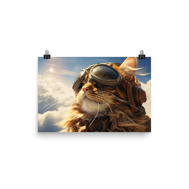 Maine Coon Pilot Photo paper poster - PosterfyAI.com