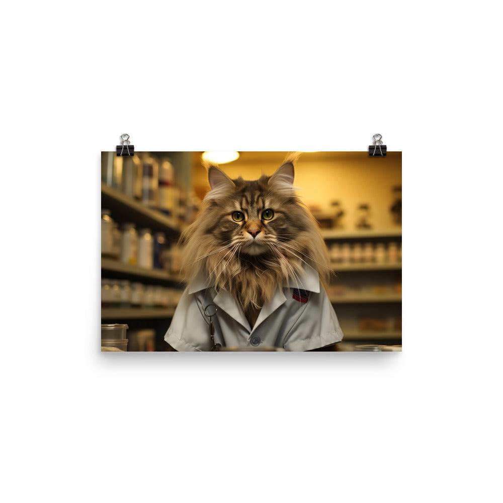 Maine Coon Pharmacist Photo paper poster - PosterfyAI.com