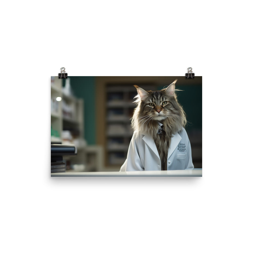 Maine Coon Pharmacist Photo paper poster - PosterfyAI.com