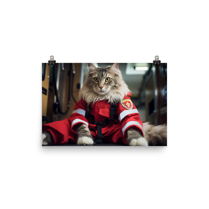 Maine Coon Paramedic Photo paper poster - PosterfyAI.com