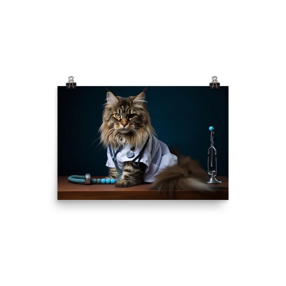 Maine Coon Nurse Photo paper poster - PosterfyAI.com