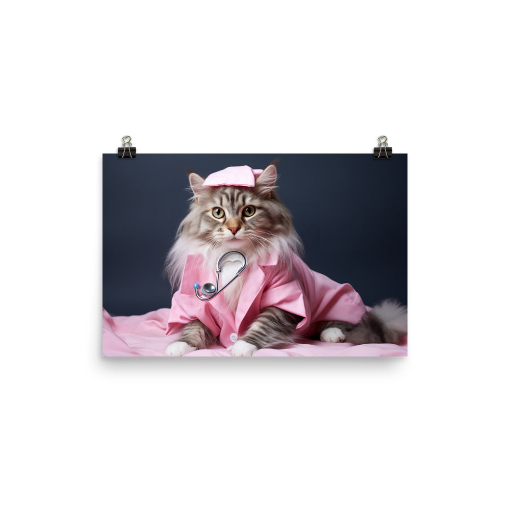 Maine Coon Nurse Photo paper poster - PosterfyAI.com