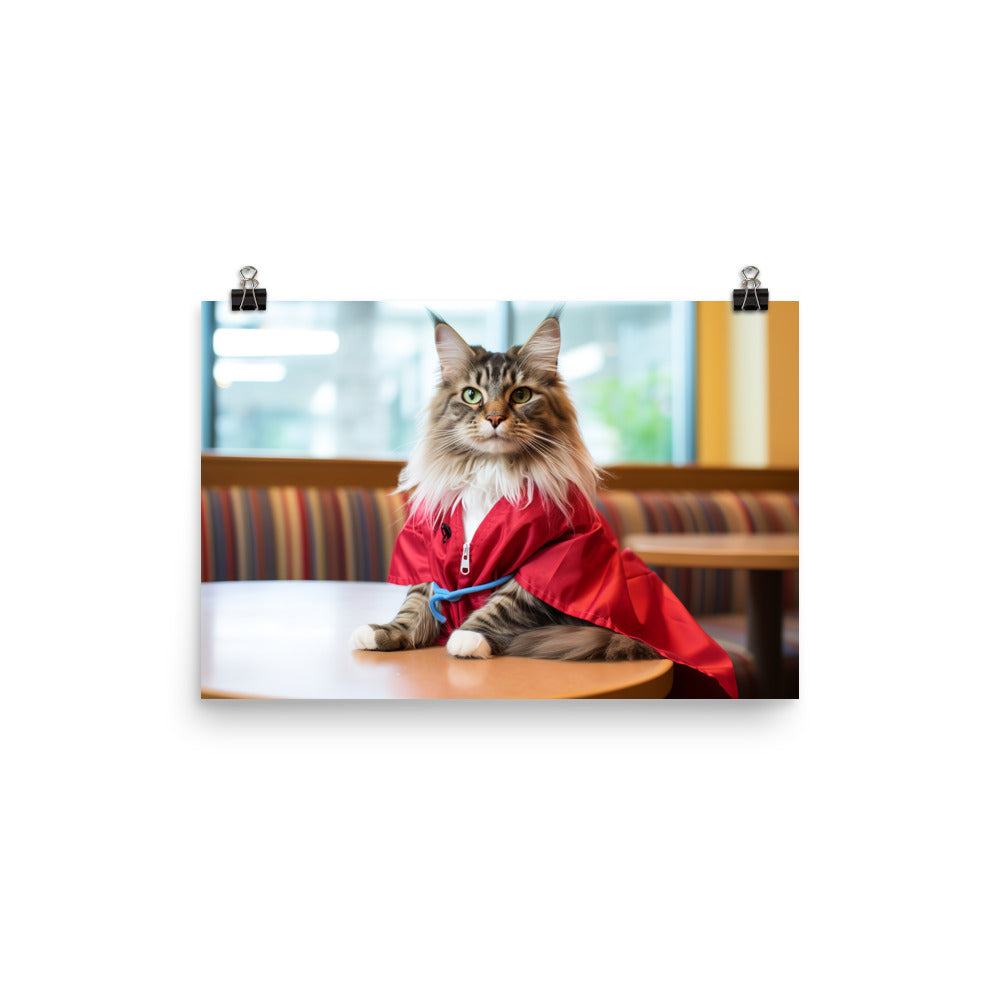 Maine Coon Nurse Photo paper poster - PosterfyAI.com