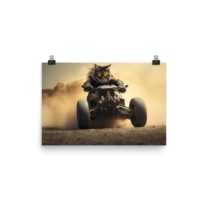 Maine Coon Motorsport Athlete Photo paper poster - PosterfyAI.com