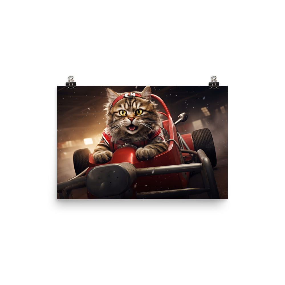 Maine Coon Motorsport Athlete Photo paper poster - PosterfyAI.com