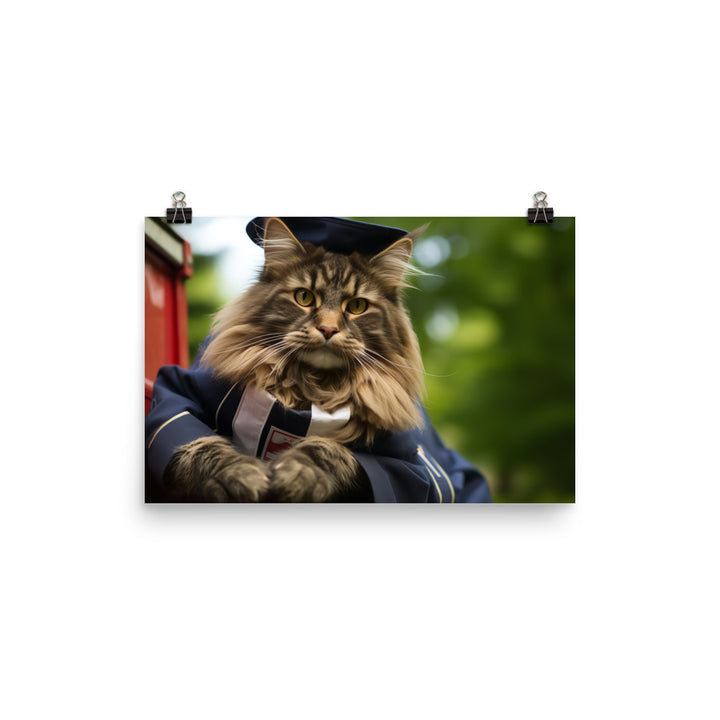 Maine Coon Mail Carrier Photo paper poster - PosterfyAI.com