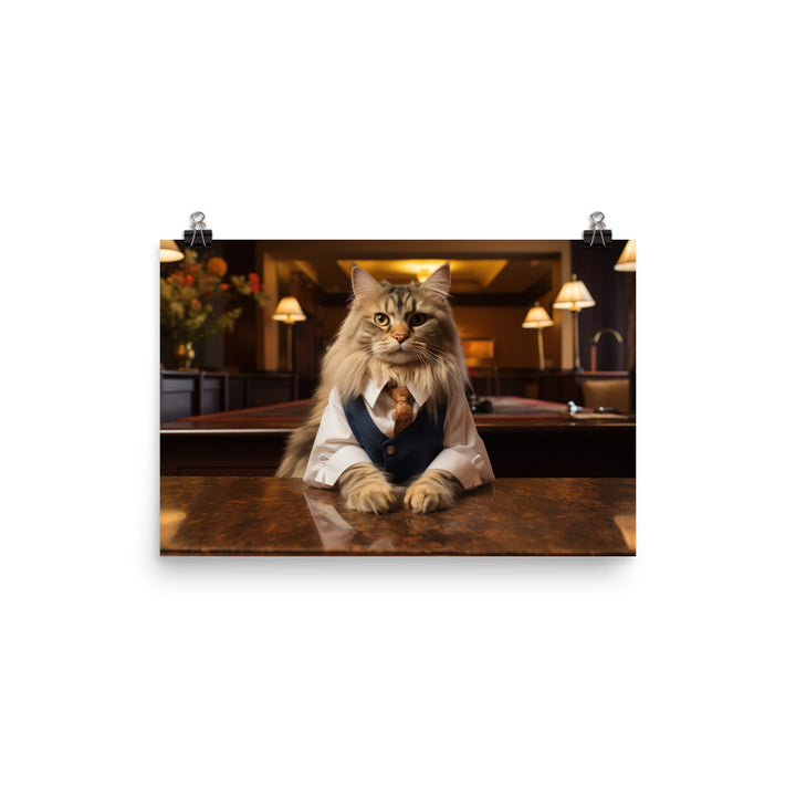 Maine Coon Hotel Staff Photo paper poster - PosterfyAI.com