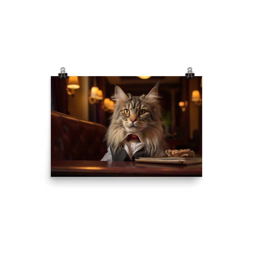 Maine Coon Hotel Staff Photo paper poster - PosterfyAI.com