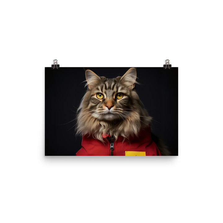 Maine Coon Fast Food Crew Photo paper poster - PosterfyAI.com