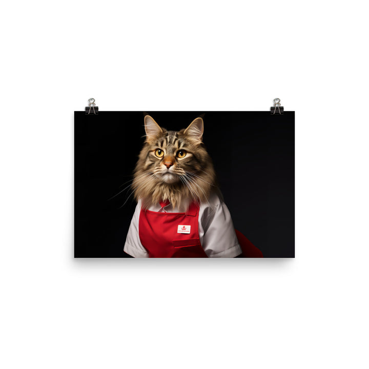 Maine Coon Fast Food Crew Photo paper poster - PosterfyAI.com