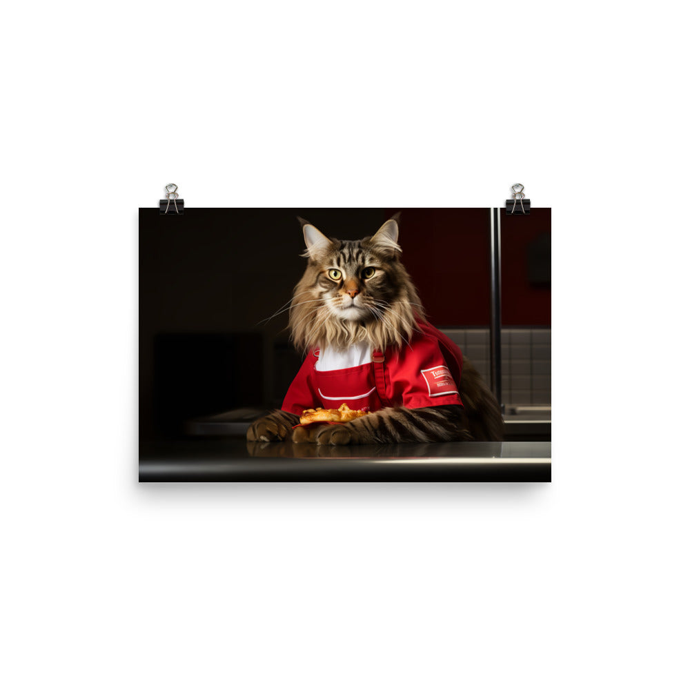 Maine Coon Fast Food Crew Photo paper poster - PosterfyAI.com