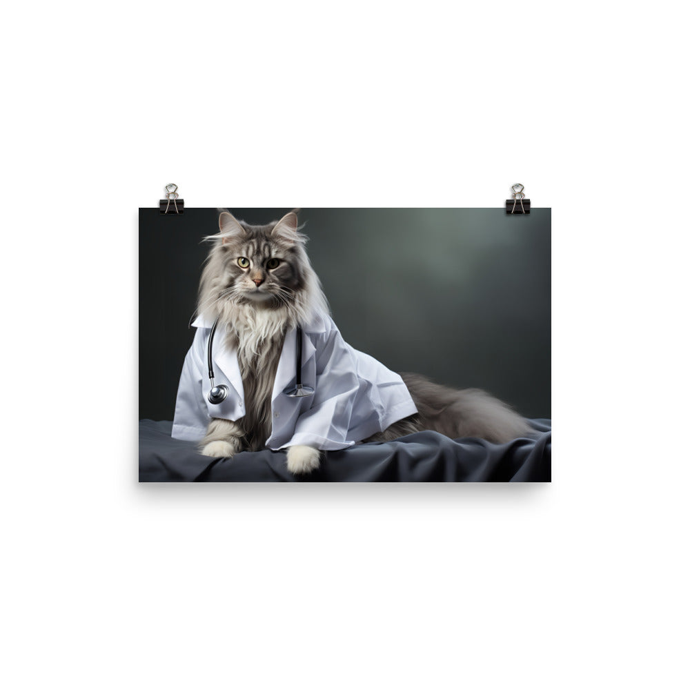 Maine Coon Doctor Photo paper poster - PosterfyAI.com