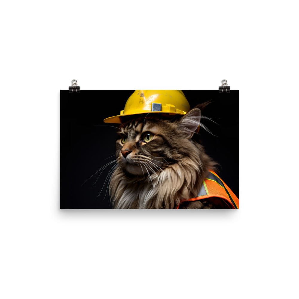 Maine Coon Contractor Photo paper poster - PosterfyAI.com