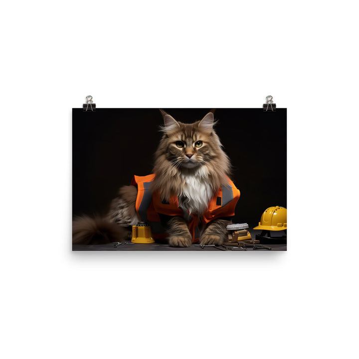 Maine Coon Contractor Photo paper poster - PosterfyAI.com