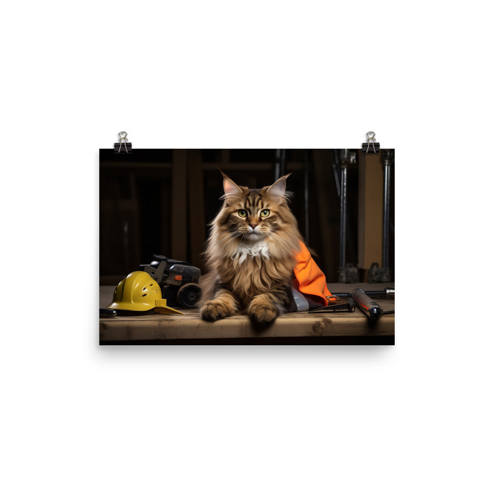 Maine Coon Contractor Photo paper poster - PosterfyAI.com