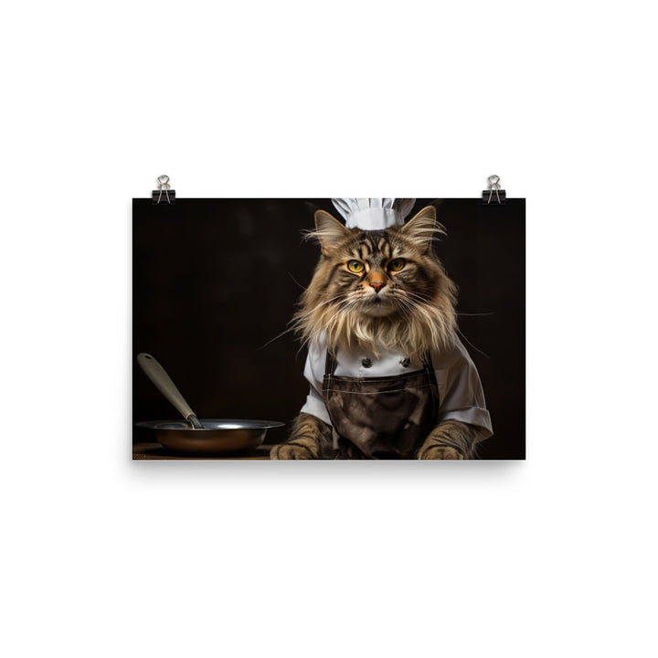 Maine Coon Chef Photo paper poster - PosterfyAI.com