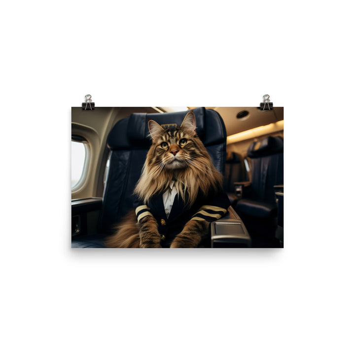 Maine Coon Pilot Photo paper poster - PosterfyAI.com