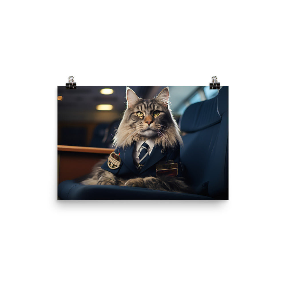 Maine Coon Pilot Photo paper poster - PosterfyAI.com